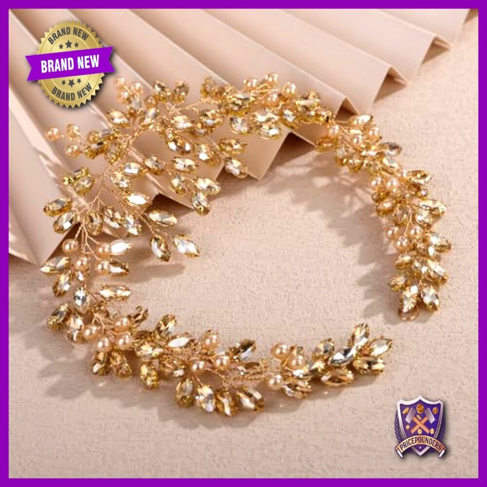 Handmade Crystal Pearl Hair Vine Headband Wedding Bridal Accessory - Picture 3 of 5